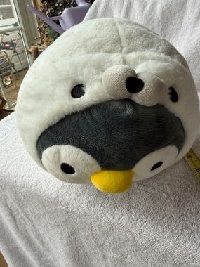 Takashoji Penguin/Seal Cuddly Plush Toy - White, Gray & Yellow